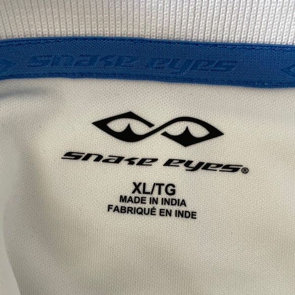 Snake Eyes Men's White With Grey Stripe Golf/Polo Shirt - Size XL - Picture 5 of 7